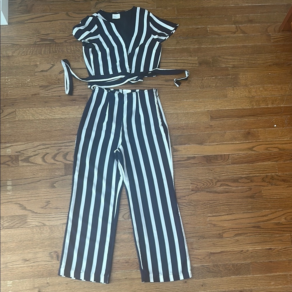 Striped Black and White Women's Jumpsuit